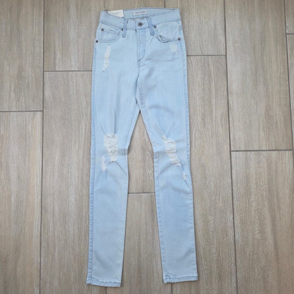 James Jeans Twiggy Skinny Jeans Womens 27 Ice Blue Distressed Stretch USA NWT